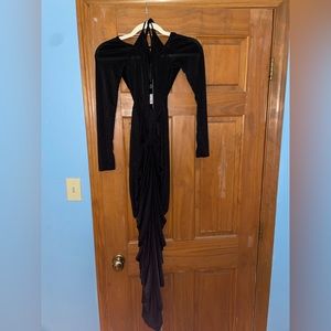 Fashion Nova Drop A Check Slinky Maxi Dress - Black (Size: Medium)